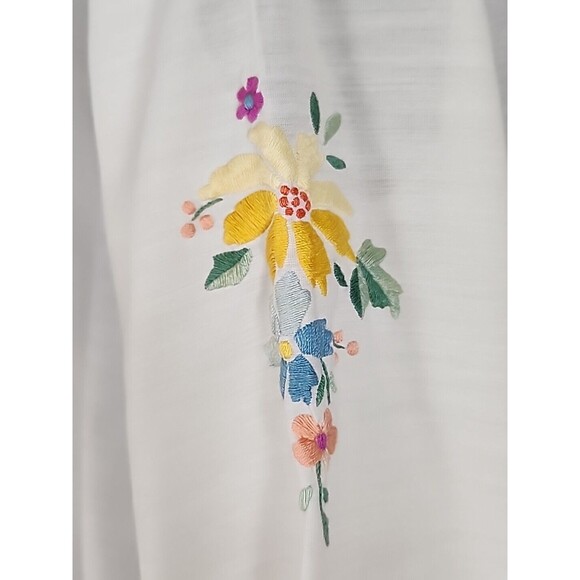 Vintage Lily Boho Floral Embroidered Tunic Top Blouse Sheer Peasant Medium - Picture 7 of 14